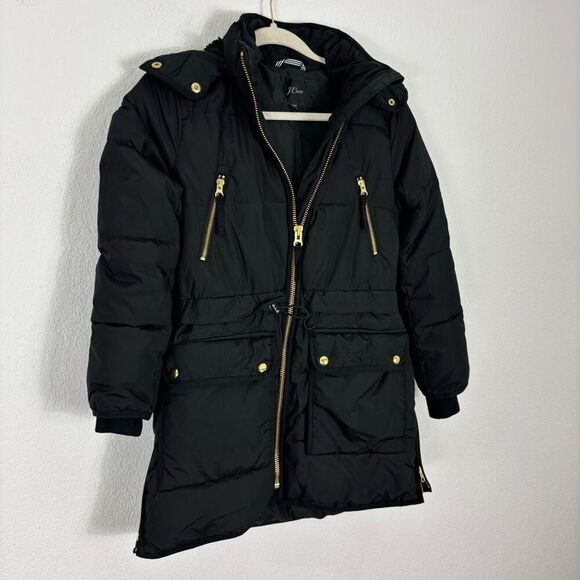 J. Crew Black Chateau Puffer Jacket with PrimaLoft Hooded Winter Jacket Size XXS - Picture 3 of 6